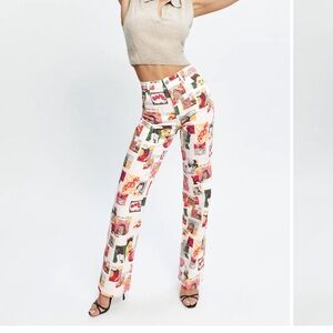 Reformation High Rise Multicolor Graphic Jeans